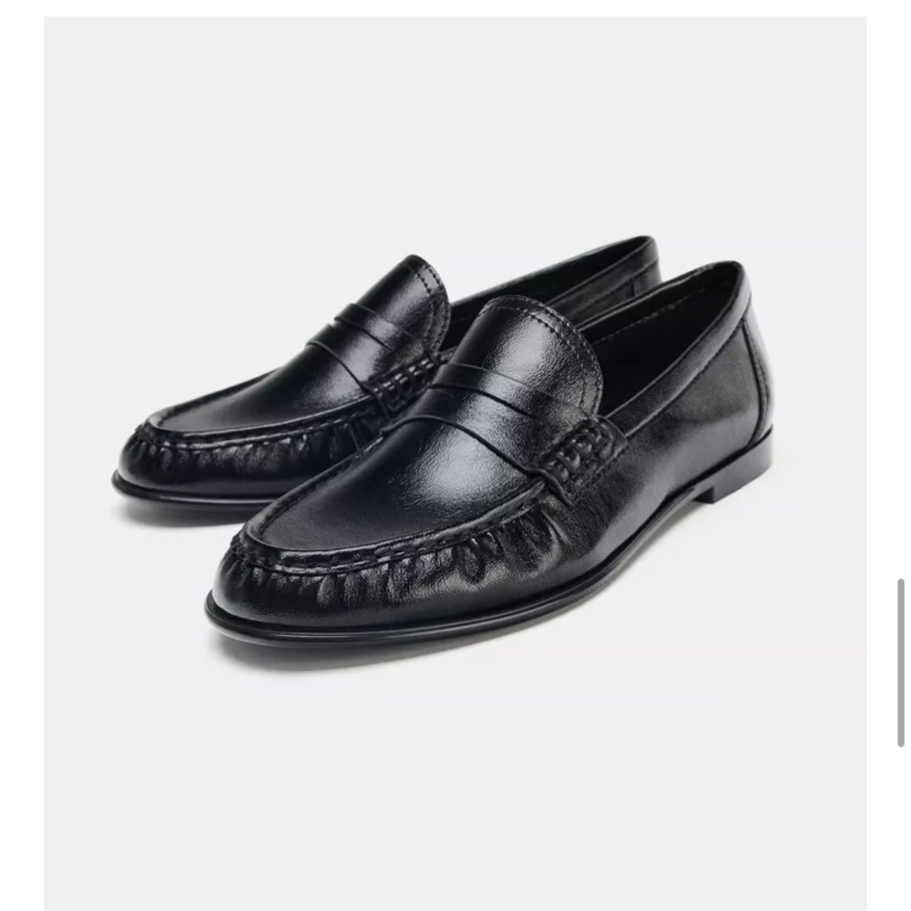 Zara soft ruched loafers 8 / 39 black